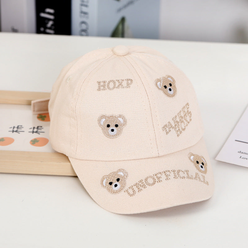 Wholesale Summer Cotton Teddy Bear Embroidered Children's Baseball Caps